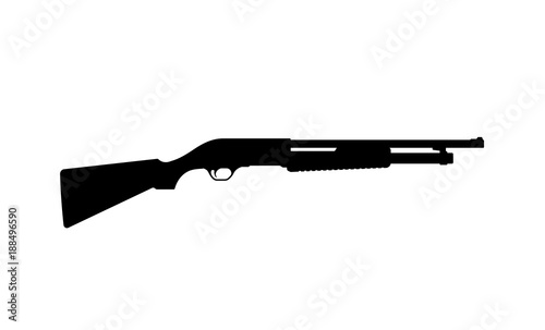 Canvas Print Black silhouette of shotgun on white background