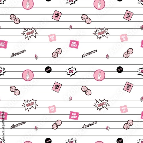  Girls funny item seamless drawing vector pattern