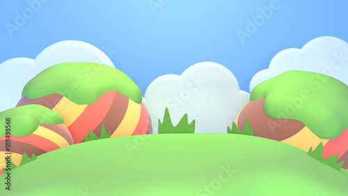 3d rendering picture of cartoon mountain.