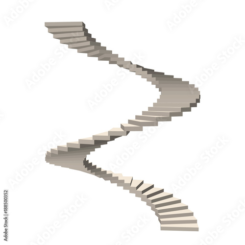 Spiral staircase. Isolated on white background.3d Vector illustration.
