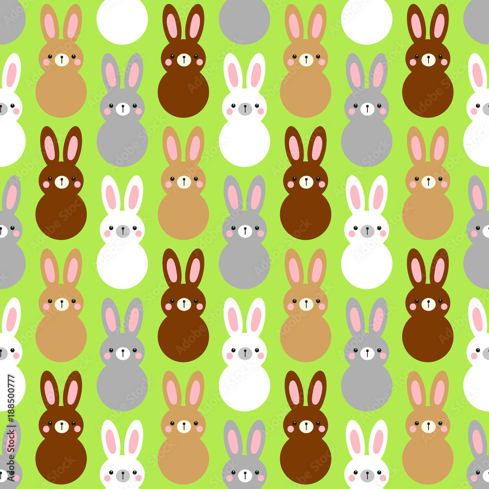 Obraz premium Cute Easter seamless pattern design with funny cartoon characters of bunnies