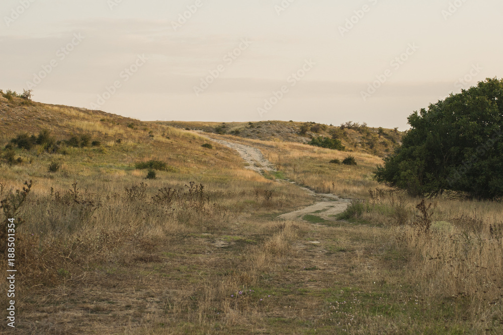 The old Roman road. Thracian landscape.