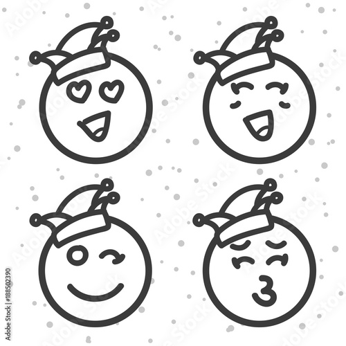 Smileys zum Karneval und Rosenmontag. Emoticons Set.
