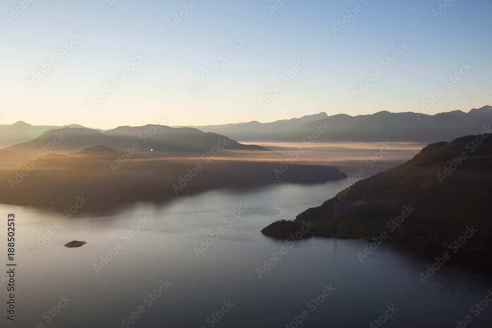 Aerial landscape view of Howe Sound, North of Vancouver, British Columbia, Canada Aerial landscape view of Howe Sound, North of Vancouver, British Columbia, Canada