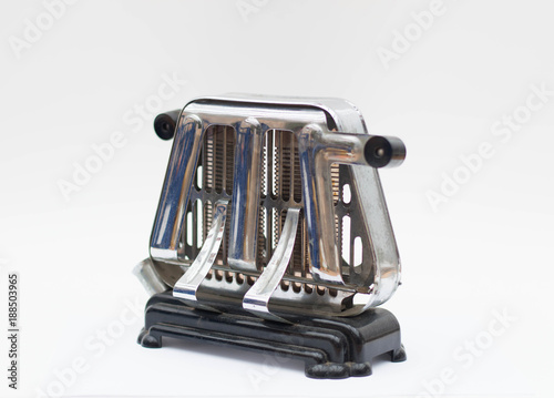 Old chromed metal toaster