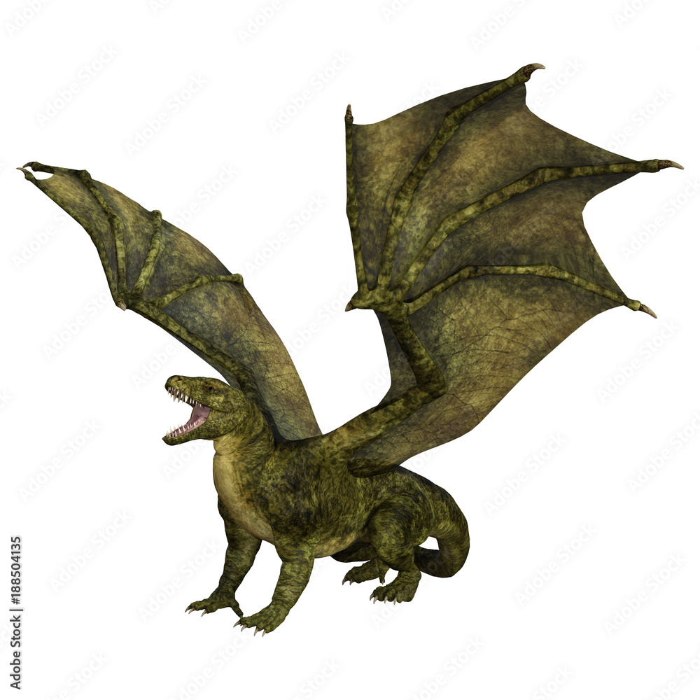 Fototapeta premium 3D Rendering Fantasy Dragon on White