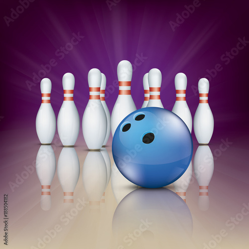 Purple Bowling Blue Ball Pin Deck Pins