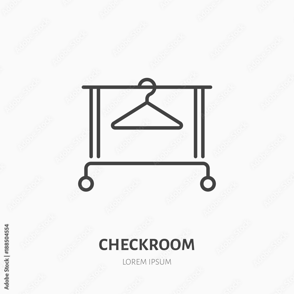 Vecteur Stock Clothes hanger icon, clothing rack line logo. Flat sign for  checkroom. Logotype for laundry shop, dry cleaning, retail store. | Adobe  Stock