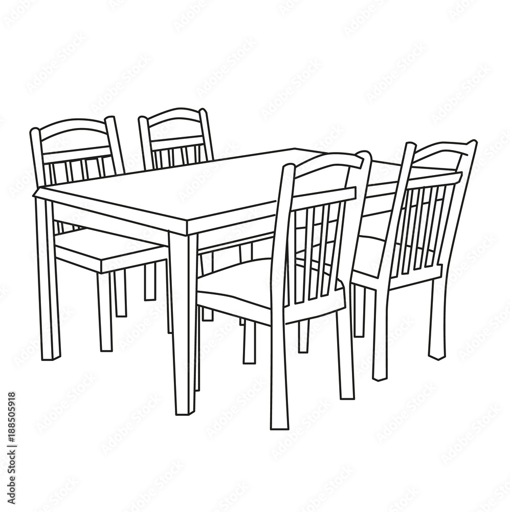 Table and chair sketch Dinner in the home Stock Vector by Yuliia25  99362816