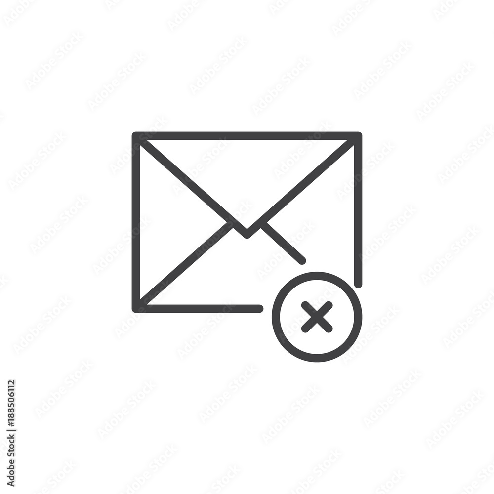 Not delivered message line icon, outline vector sign, linear style pictogram isolated on white. Envelope with error symbol, logo illustration. Editable stroke Not delivered message line icon, outline vector sign, linear style pictogram isolated on white. Envelope with error symbol, logo illustration. Editable stroke