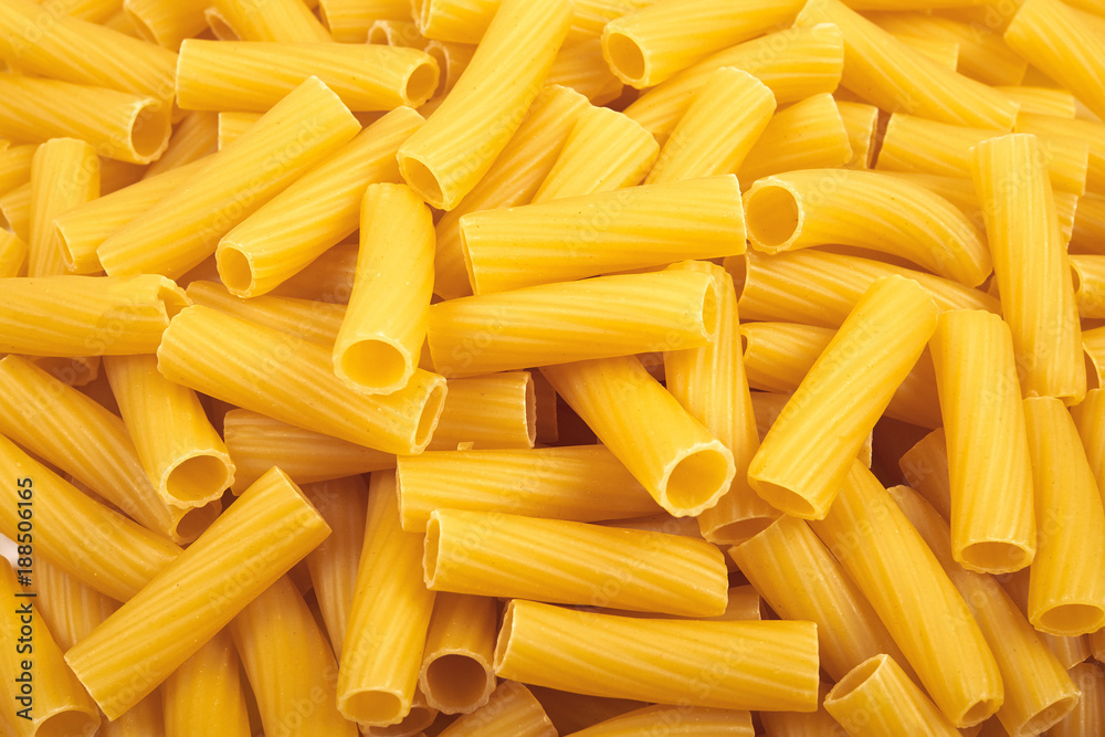 Background of Rigatoni italian pasta Background of Rigatoni italian pasta
