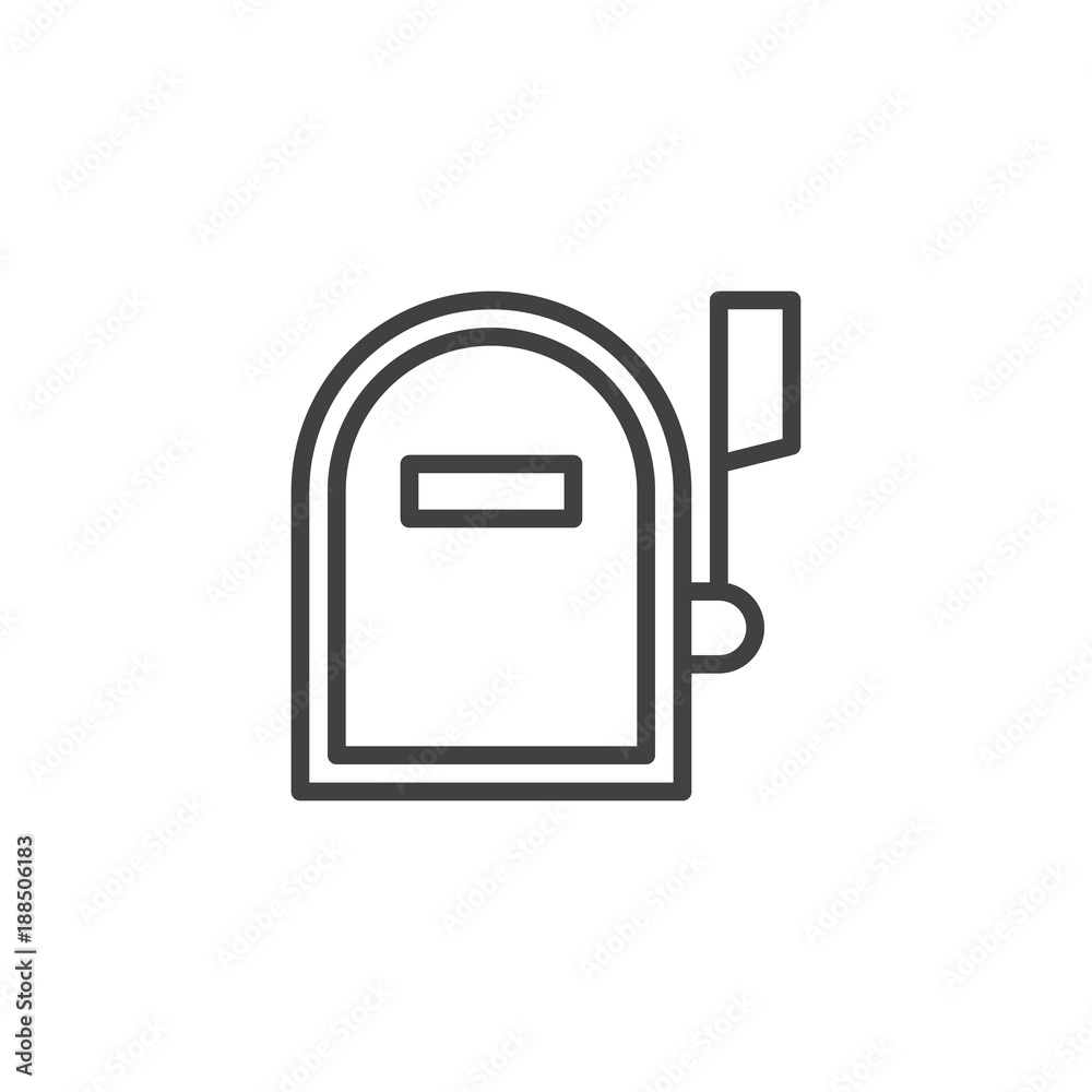 Mailbox line icon, outline vector sign, linear style pictogram isolated on white. Mail box symbol, logo illustration. Editable stroke Mailbox line icon, outline vector sign, linear style pictogram isolated on white. Mail box symbol, logo illustration. Editable stroke