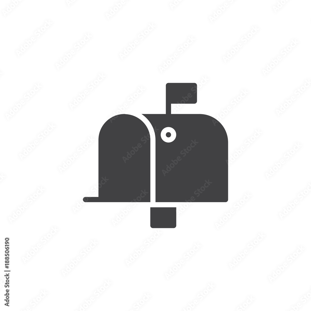 Mailbox icon vector, filled flat sign, solid pictogram isolated on white. Mail box symbol, logo illustration. Mailbox icon vector, filled flat sign, solid pictogram isolated on white. Mail box symbol, logo illustration.