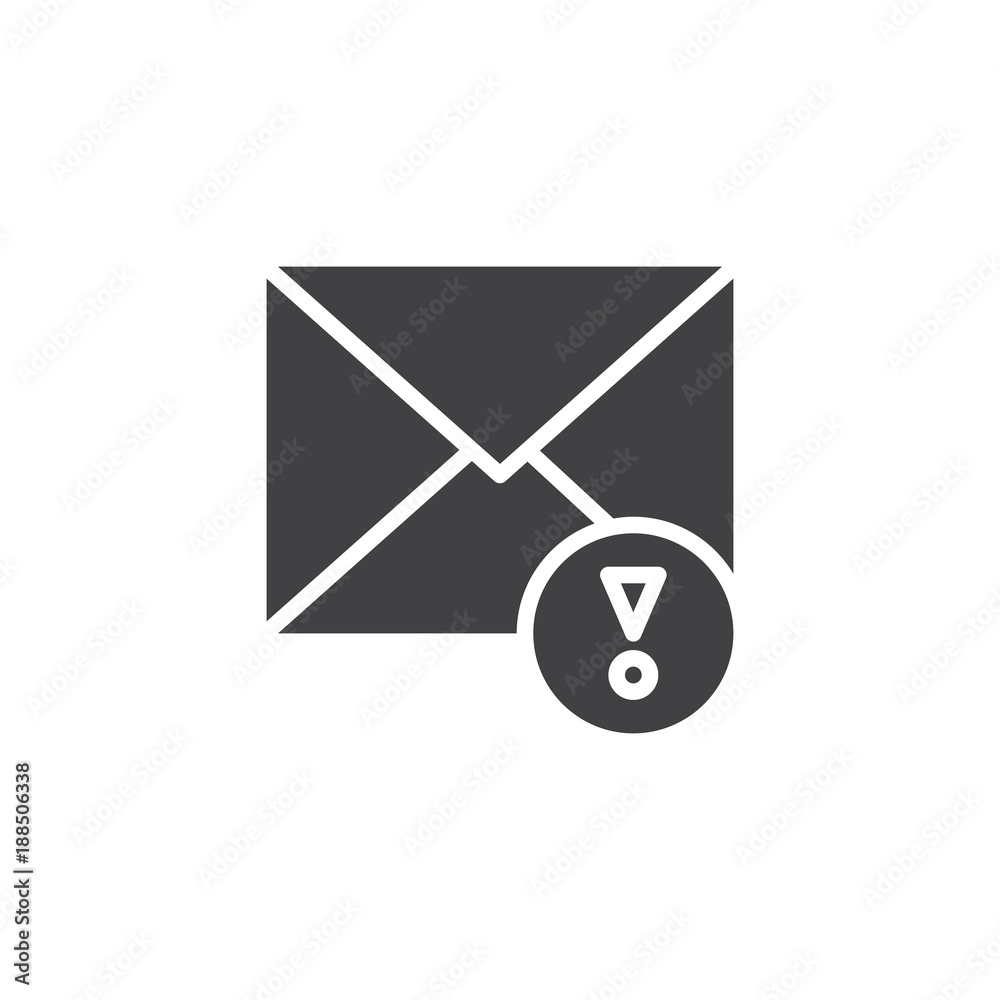 Important mail icon vector, filled flat sign, solid pictogram isolated on white. Notice email symbol, logo illustration. Important mail icon vector, filled flat sign, solid pictogram isolated on white. Notice email symbol, logo illustration.