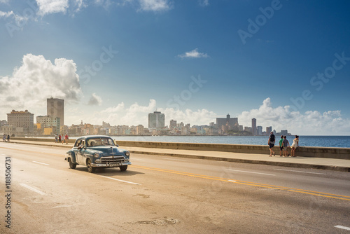 Classic car on the Malecon in Havana, Cuba