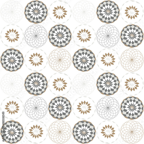  Geometric abstract vector seamless pattern with stylized flowers.