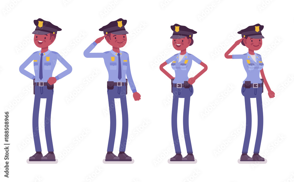 Young black police officers standing Young black police officers standing