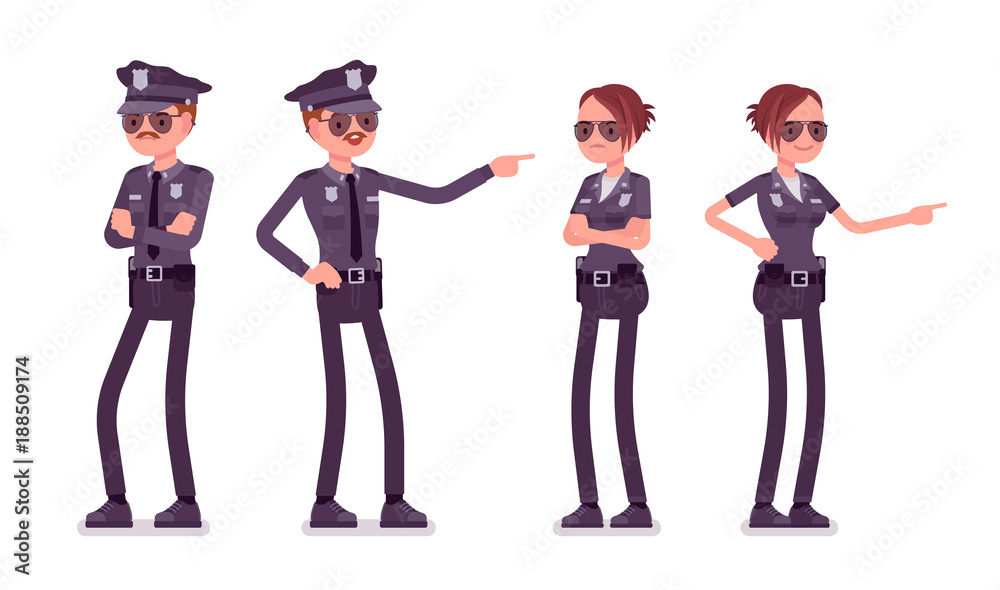 Young police officers at duty Young police officers at duty