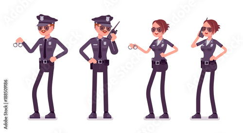 Young police officers working