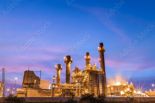 Gas combine electrical power plant at dusk with blue sky is support all factory in industrial estate   © bobo1980