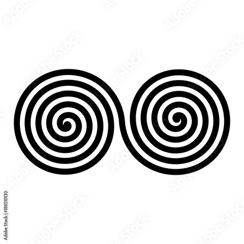 Black double spirals. Simple abstract ornamental and decorative vector symbol.
