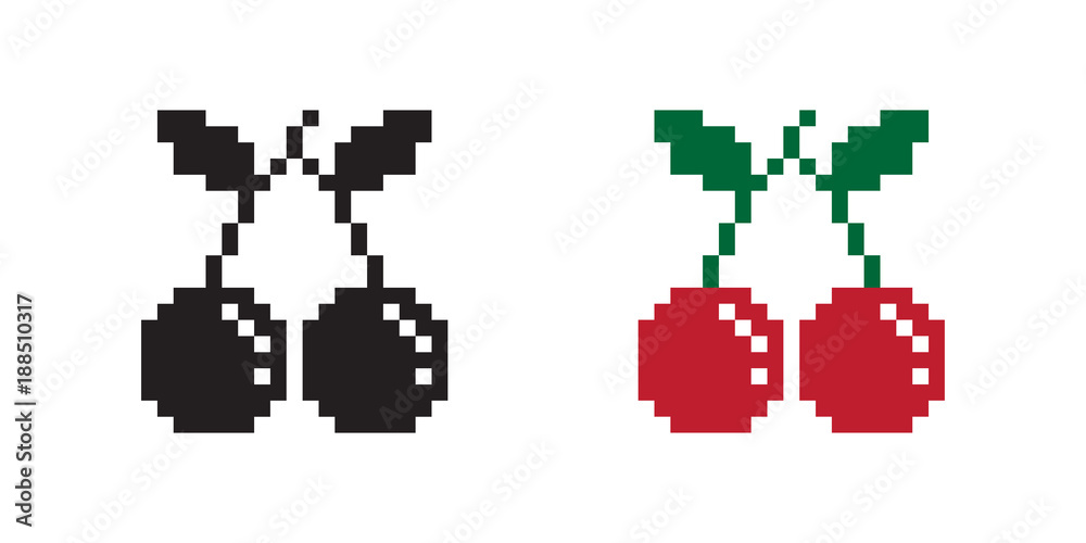 Cherry pixel logo icon Vector illustration Cherry pixel logo icon Vector illustration