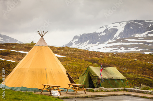 Tent in Haukeli mountains, Norway