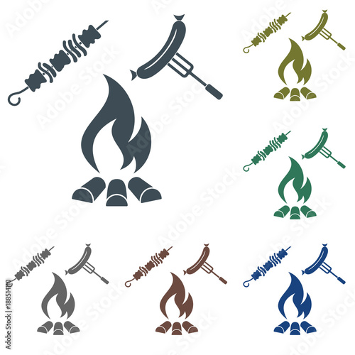 Grilled kebab and sausage icon