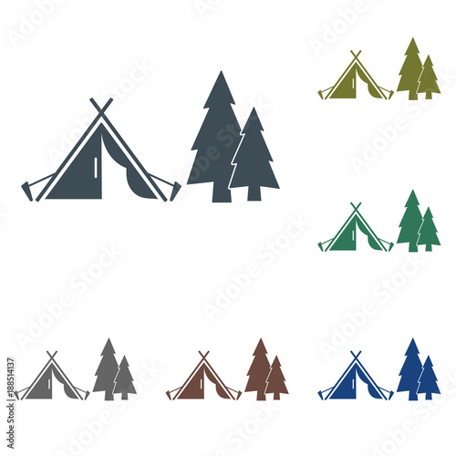 Stylized icon of tourist tent