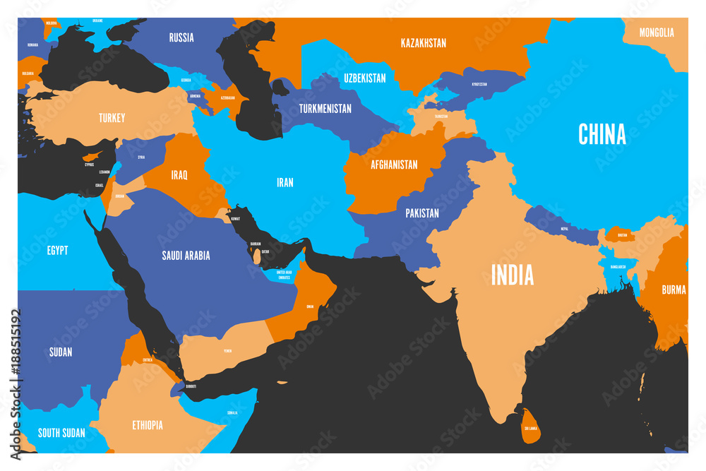 middle east and asia map