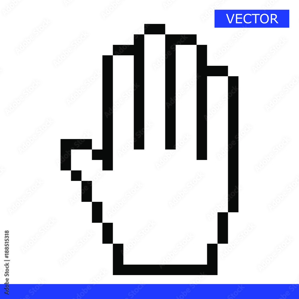 Pixel mouse hand cursor icon vector illustration Pixel mouse hand cursor icon vector illustration