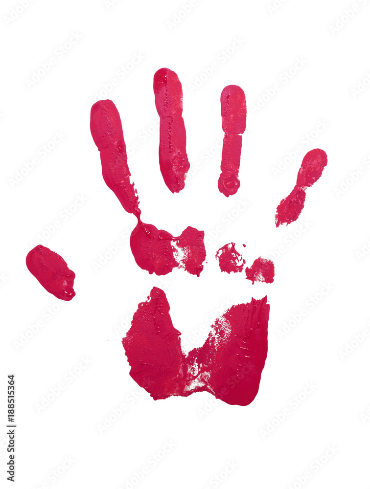 red hand imprint with nail polish red hand imprint with nail polish