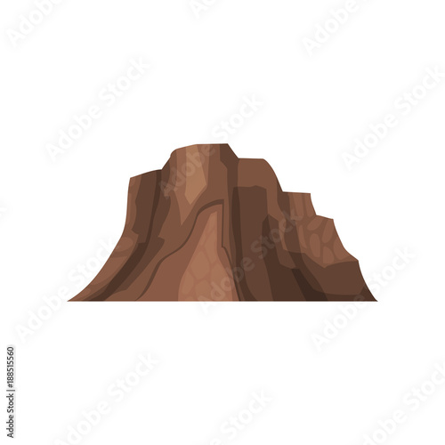 Rock mountain, outdoor design element, nature landscape, mountainous geology vector Illustration