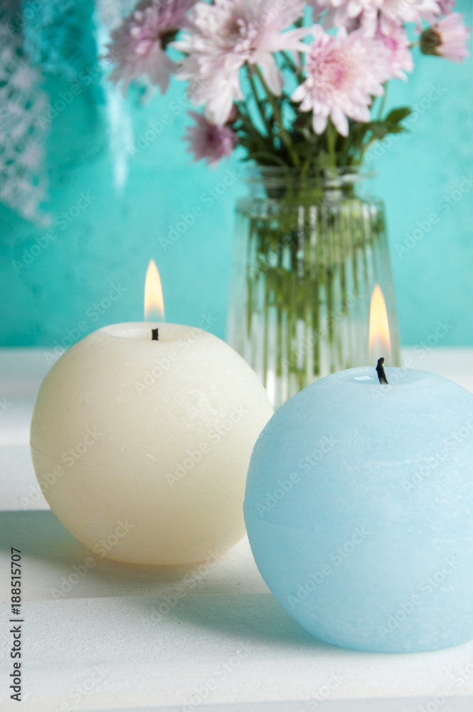 Blue and cream aroma candles Blue and cream aroma candles