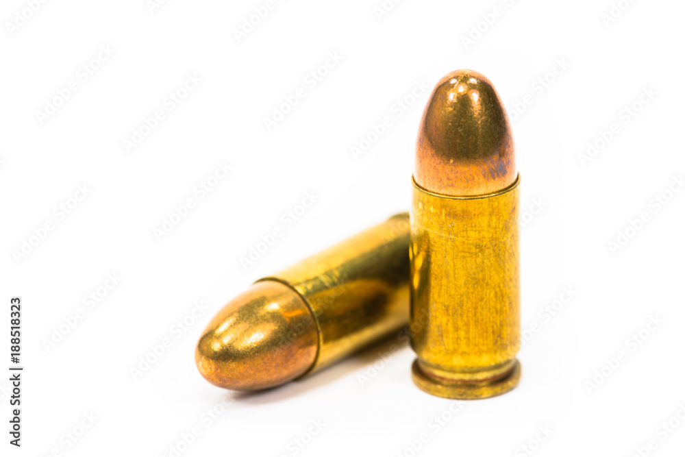 9mm ammunition on white background 9mm ammunition on white background