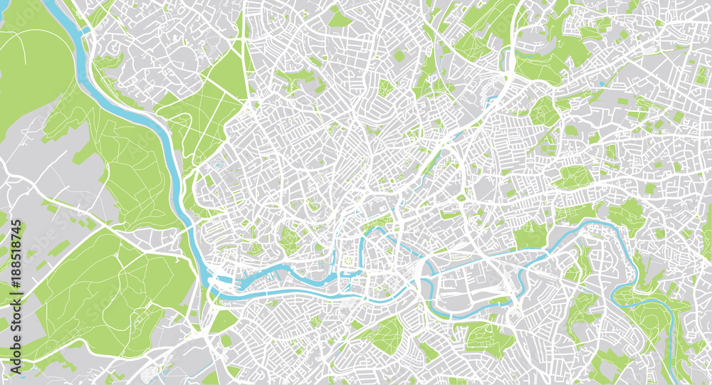 Urban vector city map of Bristol, England