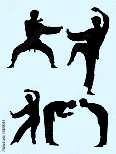 Karate martial art gesture silhouette 03. Good use for symbol, logo, web icon, mascot, sign, or any design you want.