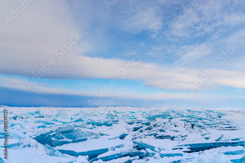Ice formations during winter season   Baikal lake