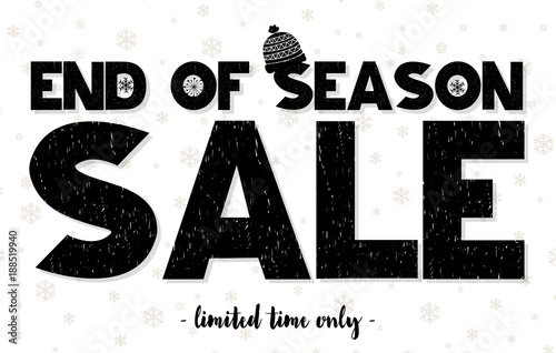 Big winter sale coupon with black calligraphy font. Vector illustration In candinavian style  salling card  coupon  banner  poster  voucher  flyer