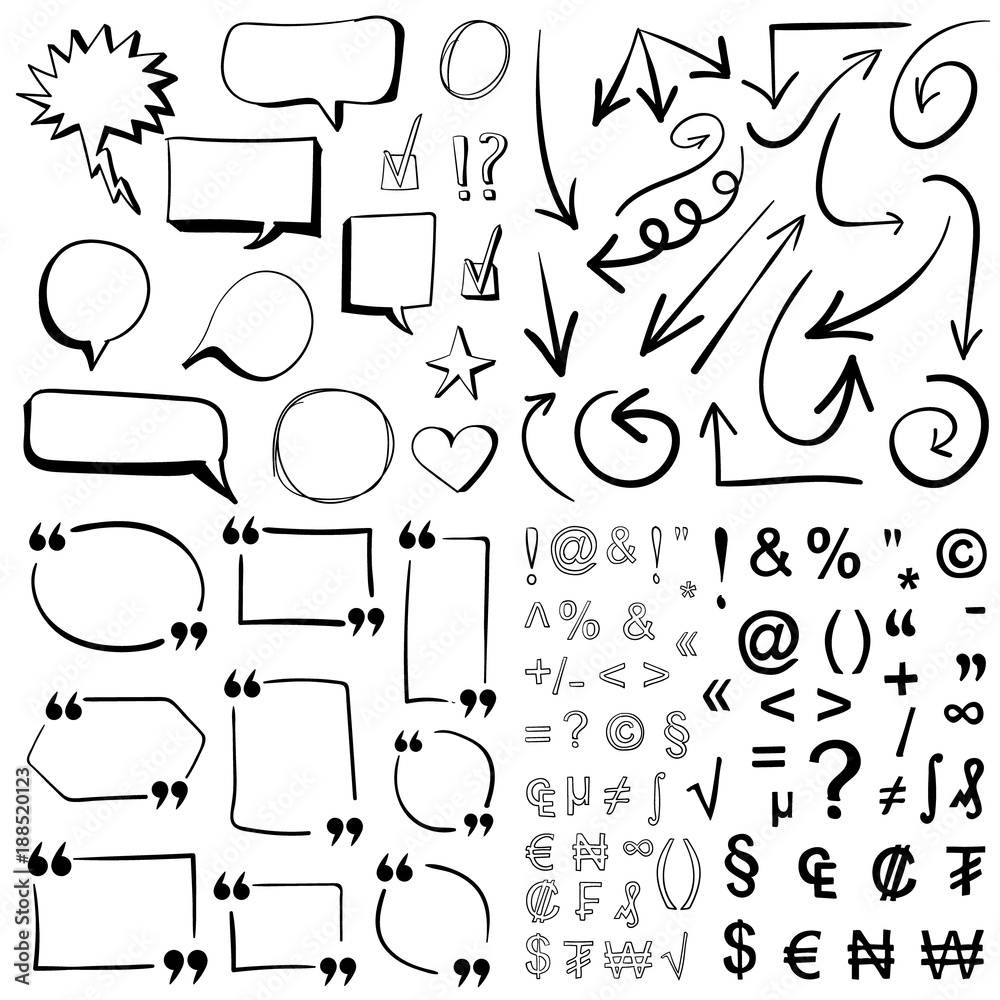 Fotografie VECTOR set of different handdrawn elements for business presentation or education