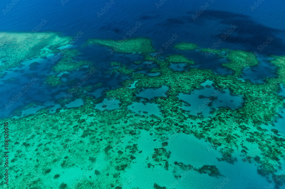 Fototapeta premium Aerial view of Moore Reef on the outer Great Barrier Reef in Australia