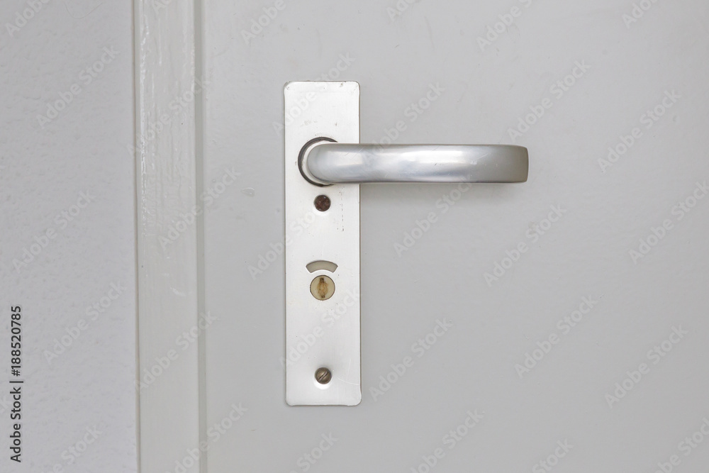 White door with old chrome doorhandle White door with old chrome doorhandle