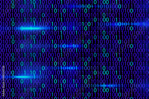 Binary code blue abstract shining VECTOR background.