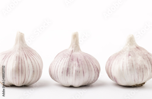 Fresh garlic isolated on white background. Raw garlic