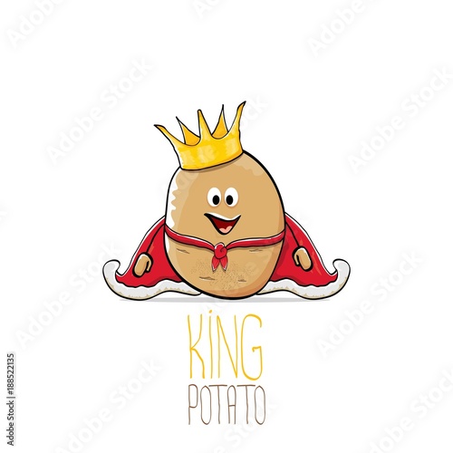 vector funny cartoon cool cute brown smiling king potato