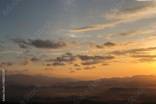 Fototapeta Naklejka Na Ścianę i Meble -  This is a little fog on the mountain.(evening) It name ''Khao Khai Noy'' at Phang-nag,Thailand