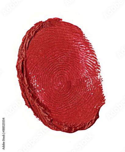red lipstick cream fingerprint on white