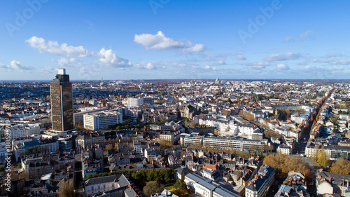 Photographie aérienne du centre-ville de Nantes, Loire Atlantique