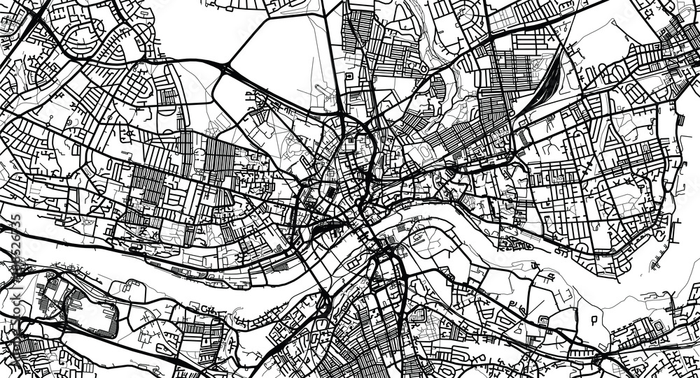 Naklejka premium Urban vector city map of Newcastle, England
