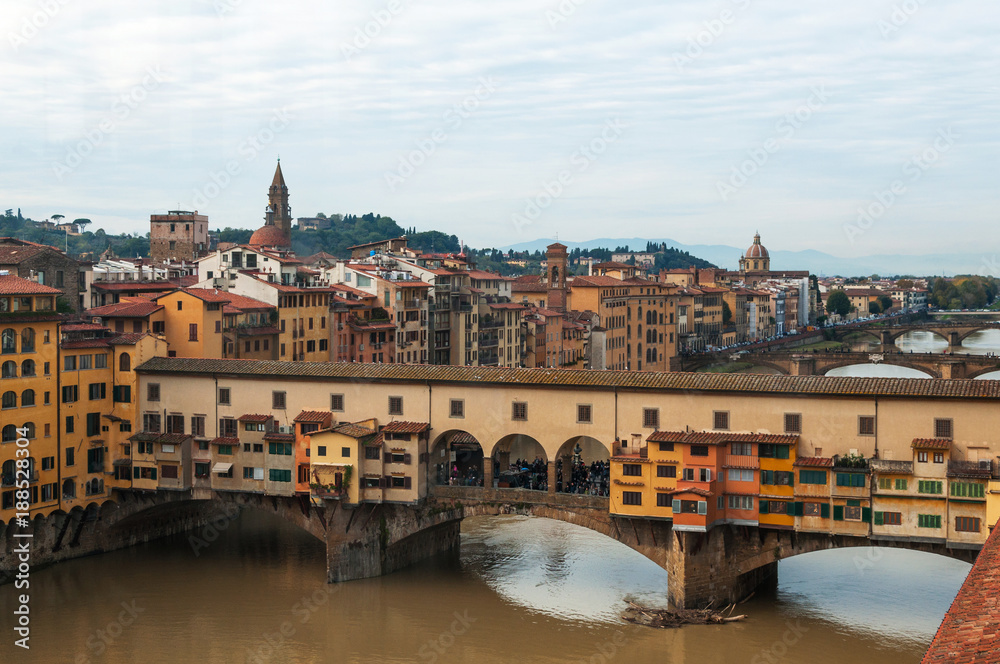 The Ponte Vecchio bridge in Florence, Italy